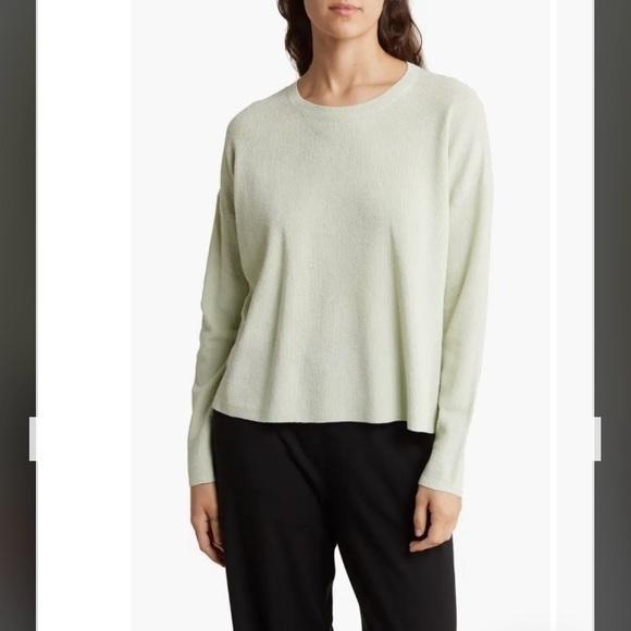 Eileen Fisher Sweaters - Eileen Fisher Organic Linen Blend Long Sleeve Top Sweater in Mist Size XL